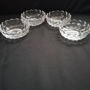 Set of 4 Clear Fostoria American Cubist Fruit/Dessert Bowls